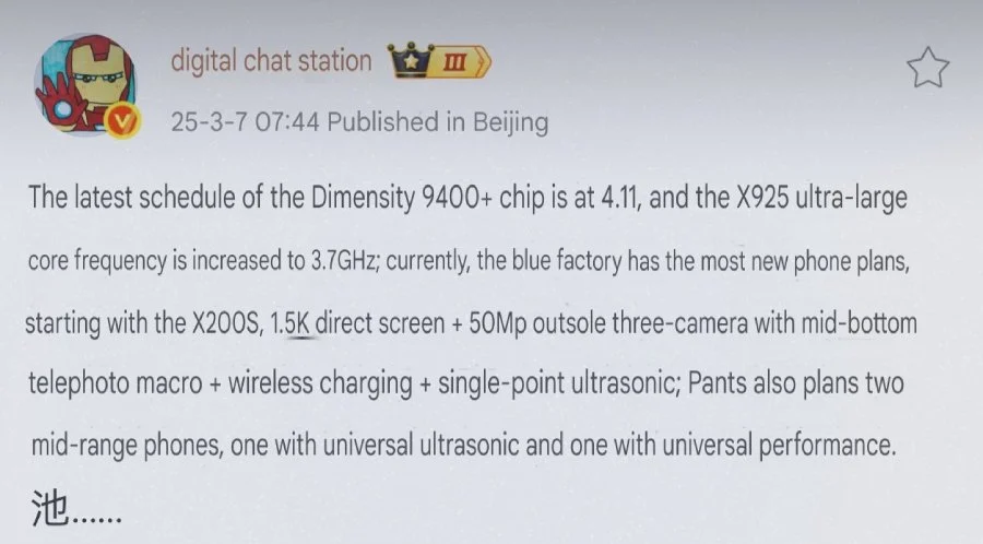 Vivo X200s details